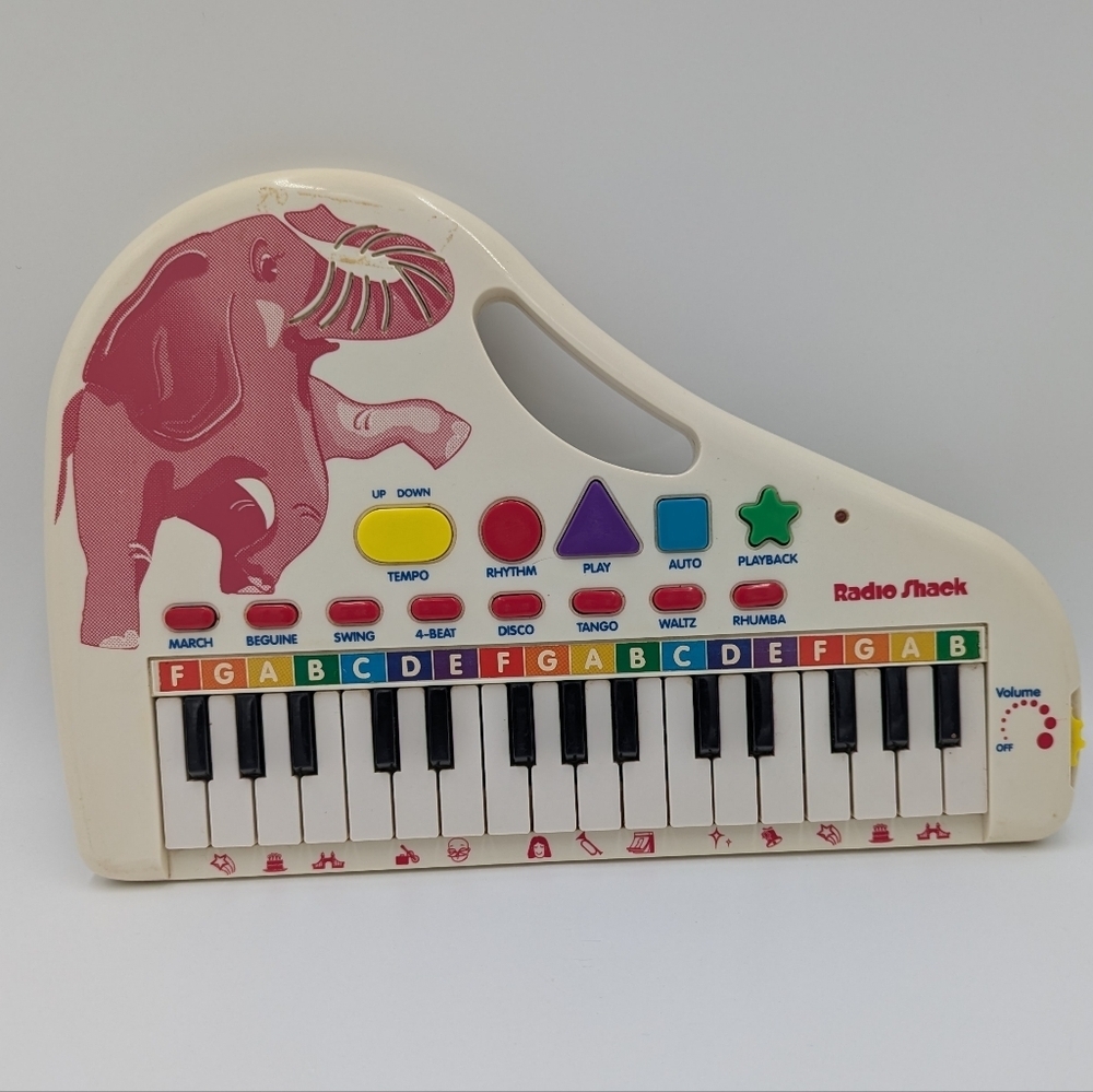 Vintage Radio Shack Kids Musical Keyboard Toy Elephant Battery Operated Works